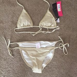NWT Gold String Bikini , exhilaration ,small
